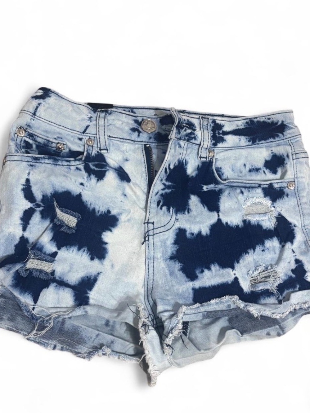 Almost Famous Tie-Dye Denim acid wash Women’s (junior) Shorts - Blue | Size 13